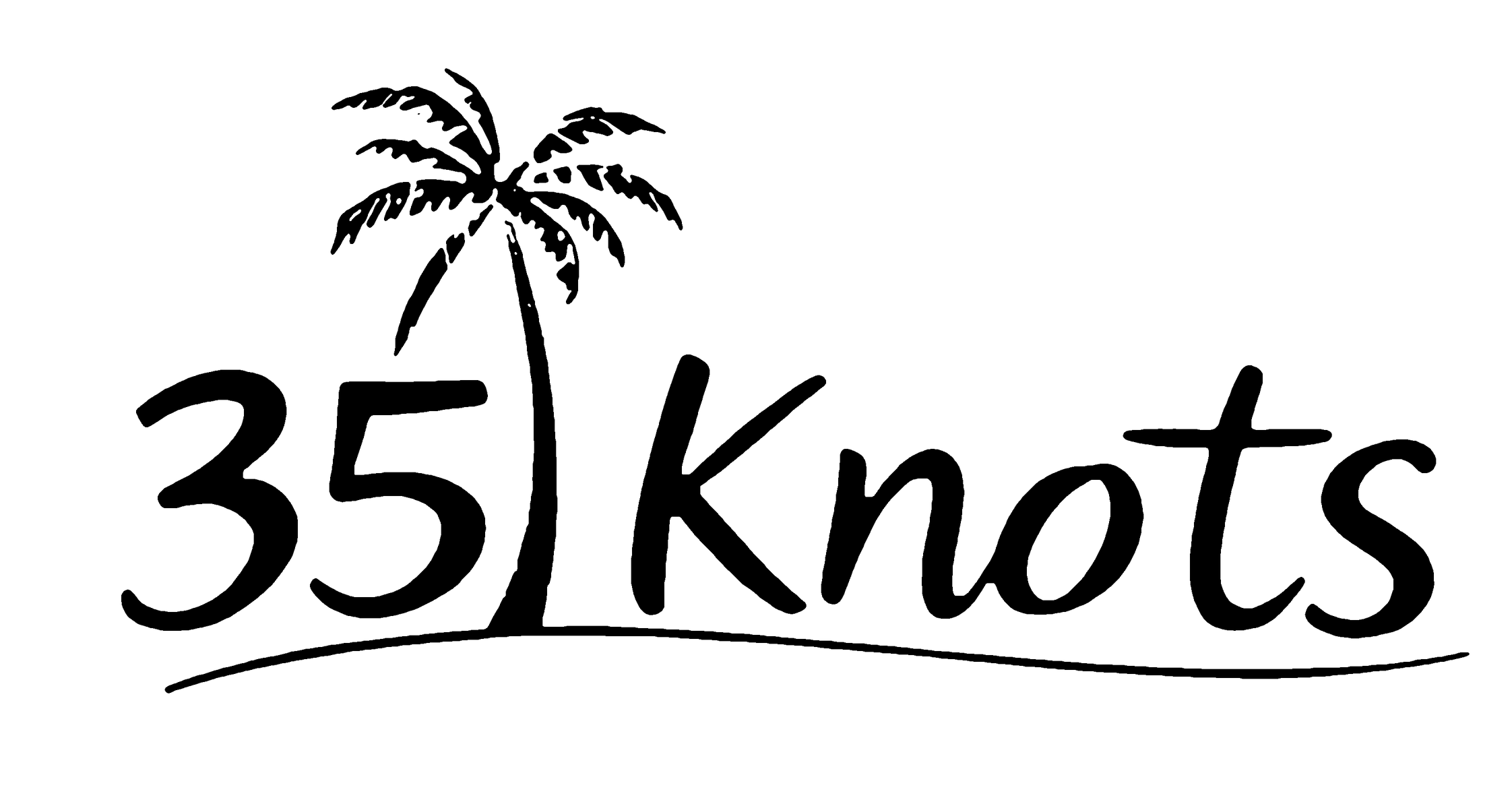 Josh’s original 35 Knots logo: a palm tree, wind lines and hand-drawn lettering