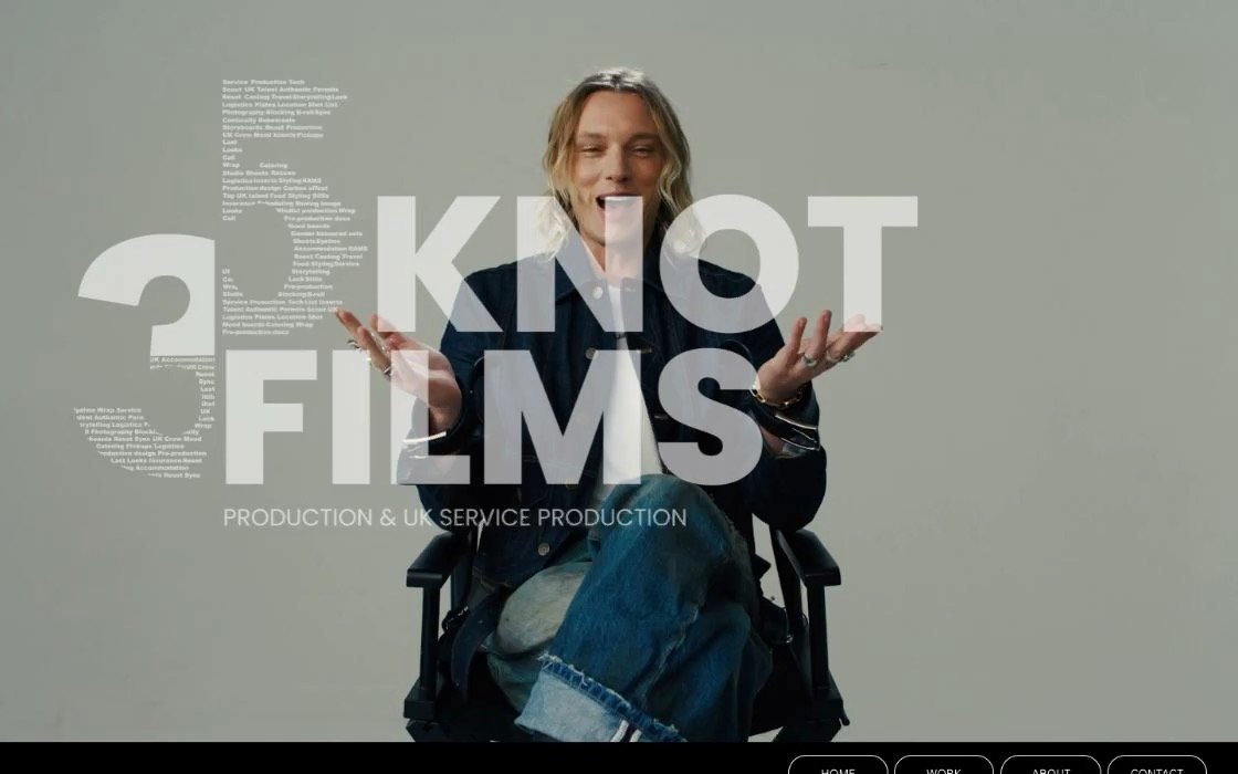 The homepage of Josh’s new 35 Knot Films website